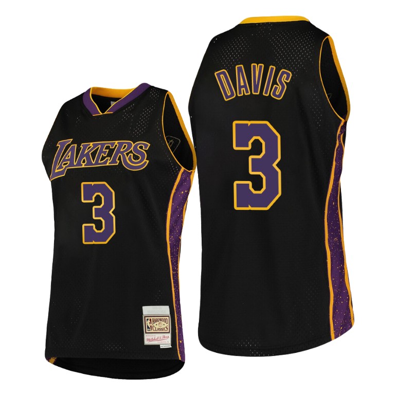 Men's Los Angeles Lakers Anthony Davis #3 NBA Rings Collection Hardwood Classics Black Basketball Jersey TRI6483YJ
